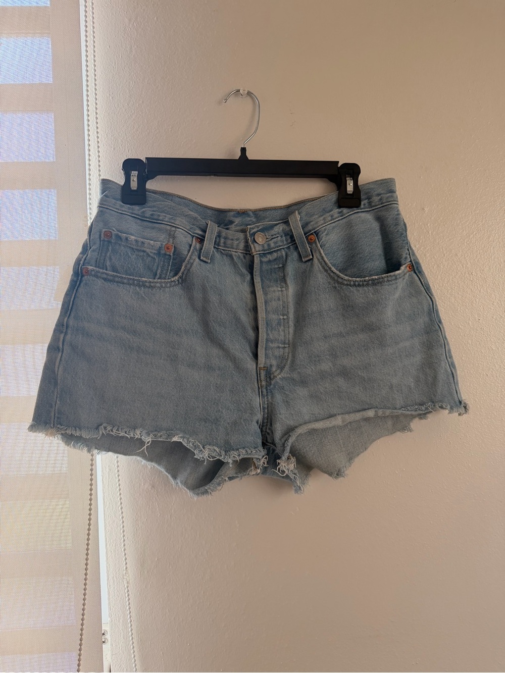 Levi's Light Blue Distressed Denim Cutoff Shorts